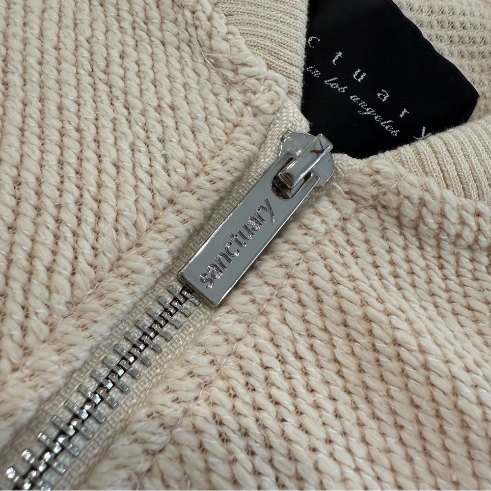 Sanctuary Casey Knit Full Zip Bomber Jacket Women’s XS Oatmeal Textured Cozycore - Picture 7 of 8